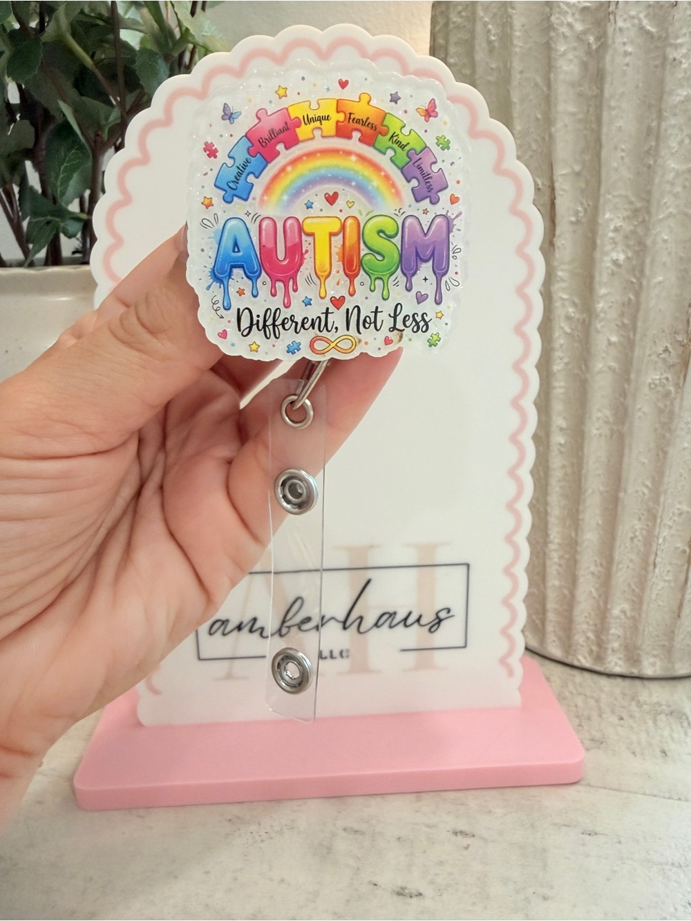 Autism Rainbow Badge Reel
